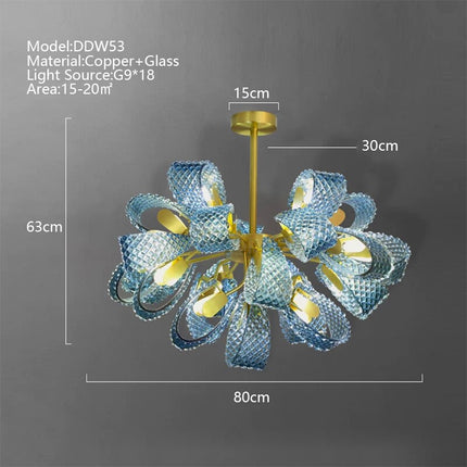 ChandelierDecor - Peacock Blue Glass Chandelier: Stunning Lighting Fixtures