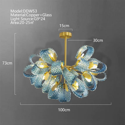 ChandelierDecor - Peacock Blue Glass Chandelier: Stunning Lighting Fixtures
