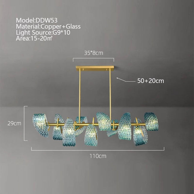 ChandelierDecor - Peacock Blue Glass Chandelier: Stunning Lighting Fixtures