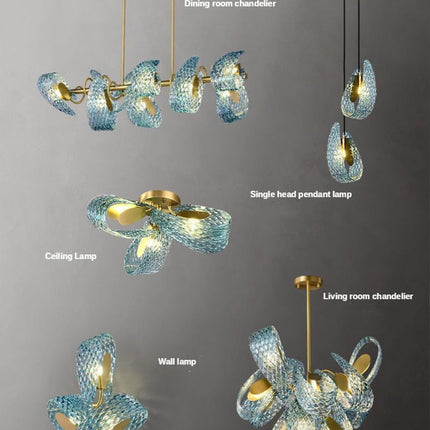 ChandelierDecor - Peacock Blue Glass Chandelier: Stunning Lighting Fixtures
