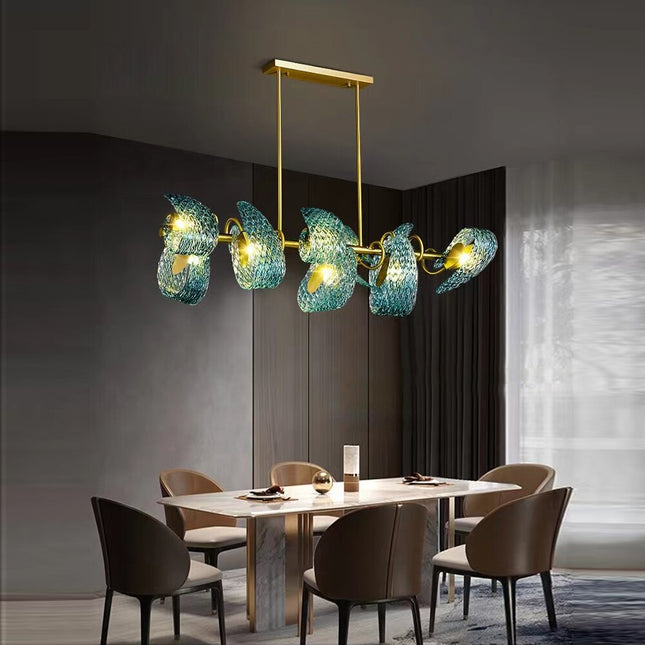 ChandelierDecor - Peacock Blue Glass Chandelier: Stunning Lighting Fixtures