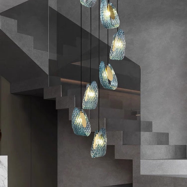 ChandelierDecor - Peacock Blue Glass Chandelier: Stunning Lighting Fixtures