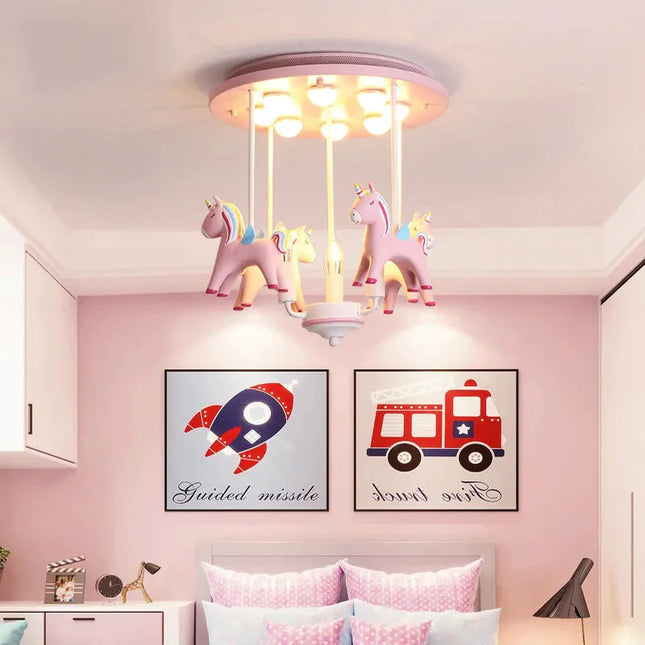 ChandelierDecor - Pony Merry Go Round Pink Ceiling Light
