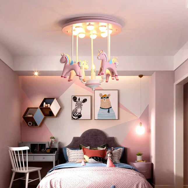 ChandelierDecor - Pony Merry Go Round Pink Ceiling Light