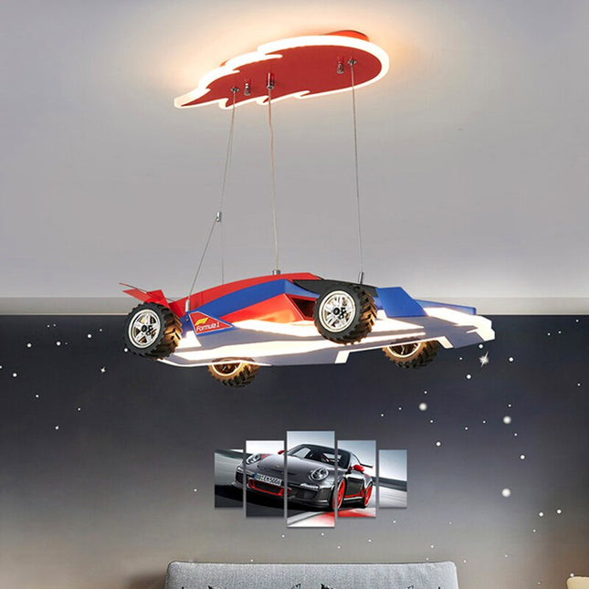 ChandelierDecor - Racing Car Hanging Light - Art Deco Lighting for Kids Room