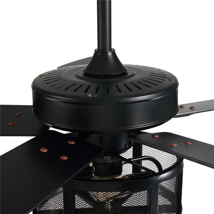 ChandelierDecor - Retro Black Ceiling Fan Drum Style Wood Blades