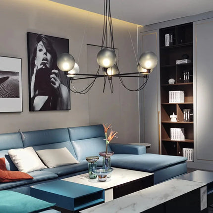 ChandelierDecor - Retro Misty Gray Glass Ball LED Chandelier