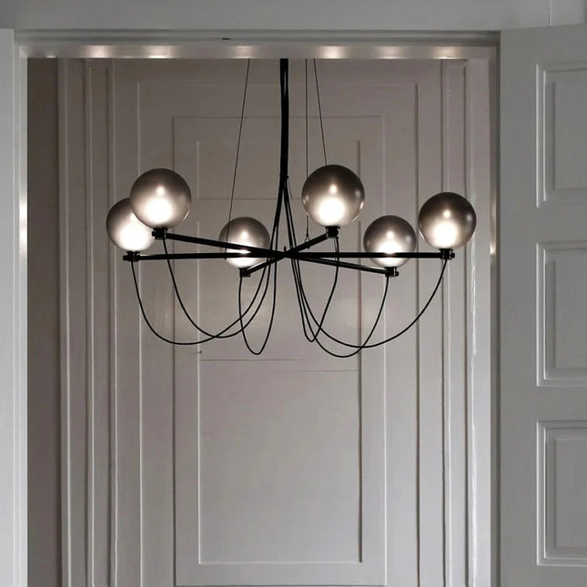 ChandelierDecor - Retro Misty Gray Glass Ball LED Chandelier