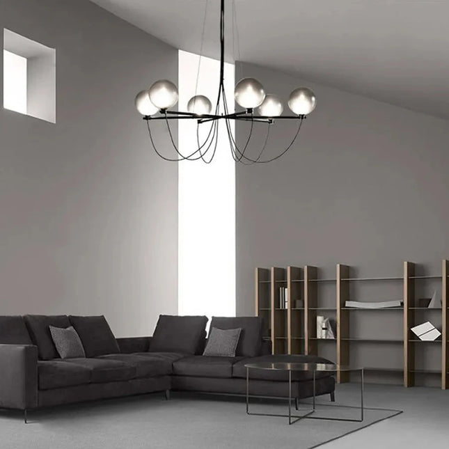ChandelierDecor - Retro Misty Gray Glass Ball LED Chandelier