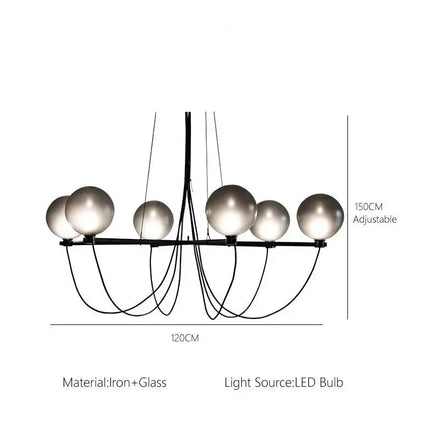 ChandelierDecor - Retro Misty Gray Glass Ball LED Chandelier