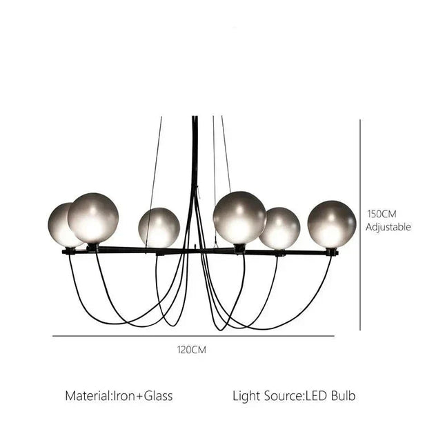 ChandelierDecor - Retro Misty Gray Glass Ball LED Chandelier