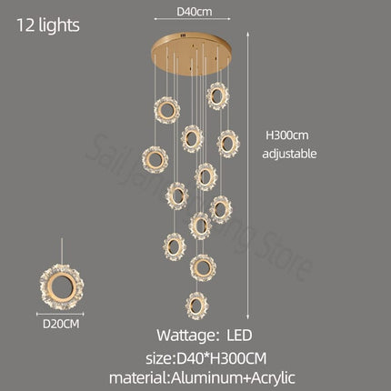 ChandelierDecor - Rings LED Light Staircase Chandelier – Style Your Staircase