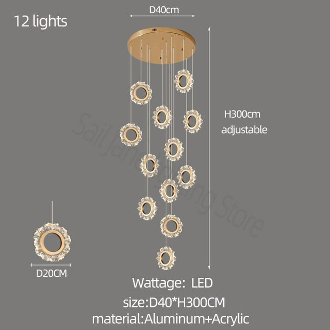 ChandelierDecor - Rings LED Light Staircase Chandelier – Style Your Staircase