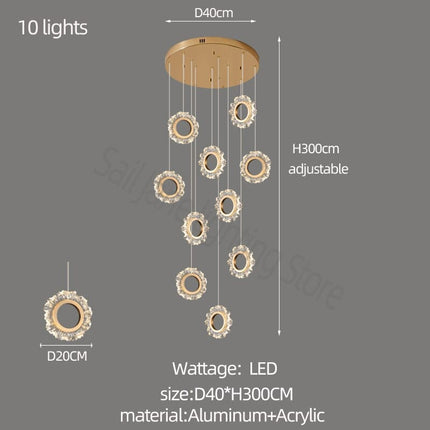 ChandelierDecor - Rings LED Light Staircase Chandelier – Style Your Staircase