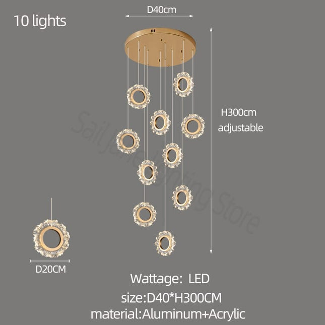 ChandelierDecor - Rings LED Light Staircase Chandelier – Style Your Staircase