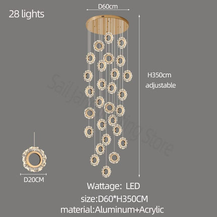 ChandelierDecor - Rings LED Light Staircase Chandelier – Style Your Staircase