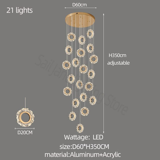 ChandelierDecor - Rings LED Light Staircase Chandelier – Style Your Staircase