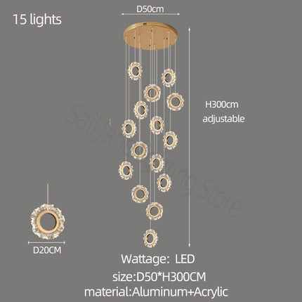 ChandelierDecor - Rings LED Light Staircase Chandelier – Style Your Staircase
