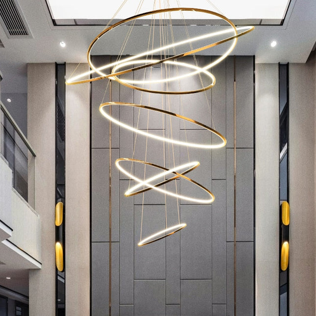 ChandelierDecor - Rings Staircase Chandelier: Unparalleled Elegance