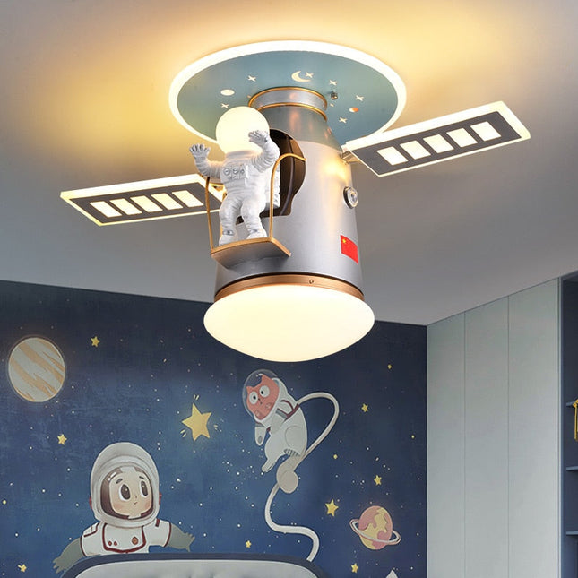 ChandelierDecor - Satellite Earth Space Ship NASA LED Ceiling Lamp for Kids Room