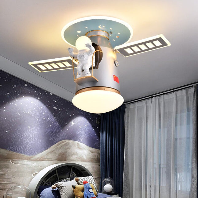 ChandelierDecor - Satellite Earth Space Ship NASA LED Ceiling Lamp for Kids Room