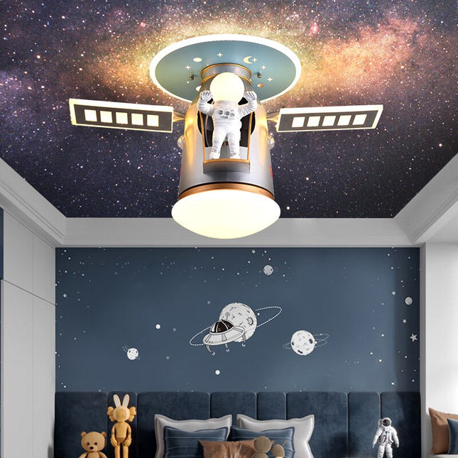 ChandelierDecor - Satellite Earth Space Ship NASA LED Ceiling Lamp for Kids Room