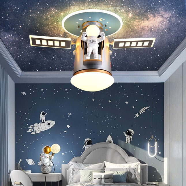 ChandelierDecor - Satellite Earth Space Ship NASA LED Ceiling Lamp for Kids Room