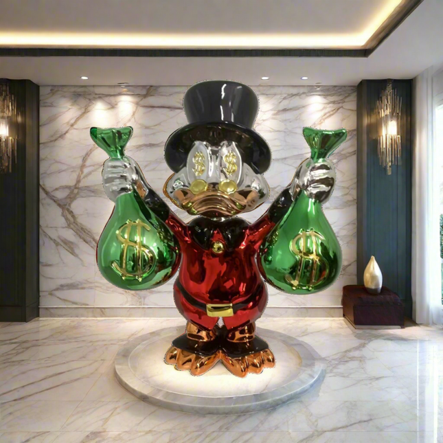 ChandelierDecor - Scrooge Mcduck Money Bags Sculpture Statue