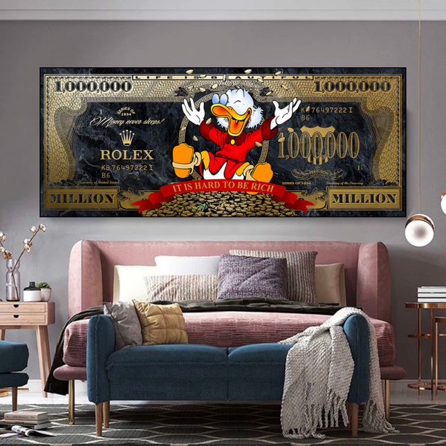 ChandelierDecor - Scrooge McDuck One Million Dollar Canvas Wall Art
