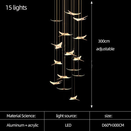 ChandelierDecor - Seagull Hanging Light Staircase Chandelier – LED Lighting