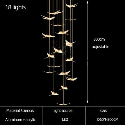 ChandelierDecor - Seagull Hanging Light Staircase Chandelier – LED Lighting