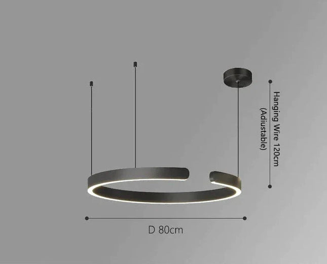 ChandelierDecor - Sleek Minimalist Ring Chandelier - Aluminum Plated