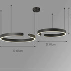 Deux anneaux - 40 cm + 60 cm / Noir / Lumière neutre - 4000K