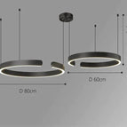 Deux anneaux - 60 cm + 80 cm / Noir / Lumière neutre - 4000K