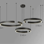Trois anneaux - 40 cm + 60 cm + 80 cm / Noir / Lumière neutre - 4000K