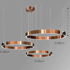 Trois anneaux - 40 cm + 60 cm + 80 cm / Or rose / Lumière neutre - 4000K