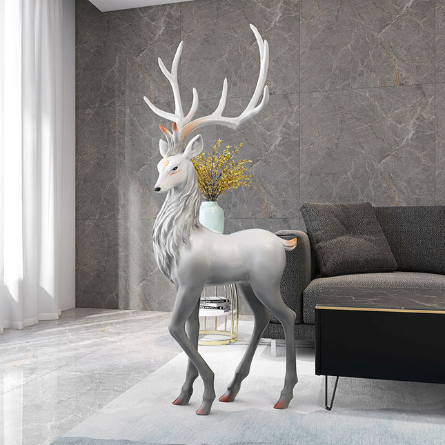 ChandelierDecor - Snow Reindeer Statue for Home Decor