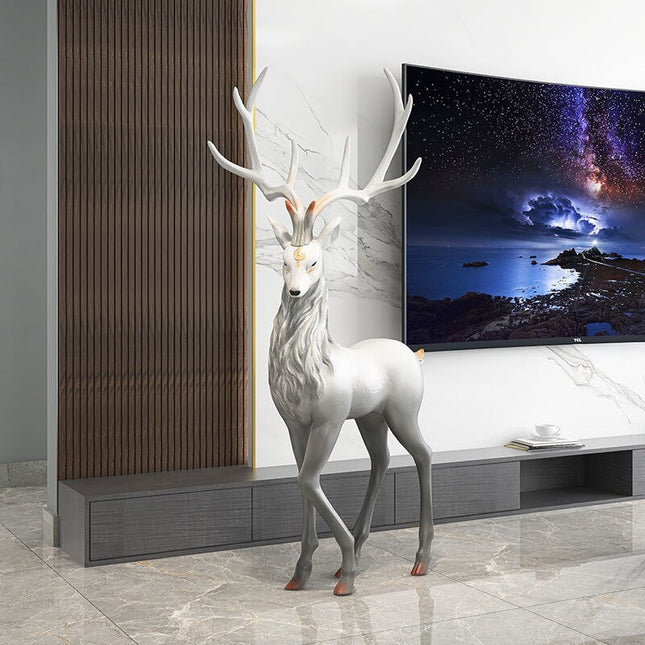 ChandelierDecor - Snow Reindeer Statue for Home Decor