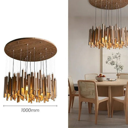 ChandelierDecor - Solid Oak Wood Bars Hanging Chandelier