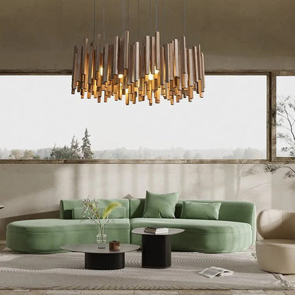ChandelierDecor - Solid Oak Wood Bars Hanging Chandelier