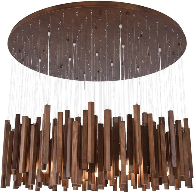 ChandelierDecor - Solid Oak Wood Bars Hanging Chandelier
