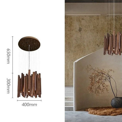 ChandelierDecor - Solid Oak Wood Bars Hanging Chandelier