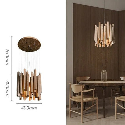ChandelierDecor - Solid Oak Wood Bars Hanging Chandelier
