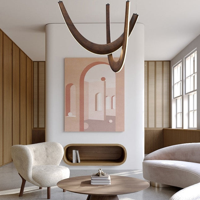 ChandelierDecor - Solid Oak Wood Loops Chandelier - Handcrafted Beauty