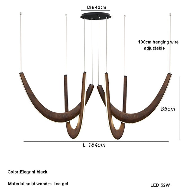 ChandelierDecor - Solid Oak Wood Loops Chandelier - Handcrafted Beauty