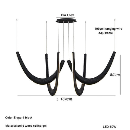 ChandelierDecor - Solid Oak Wood Loops Chandelier - Handcrafted Beauty