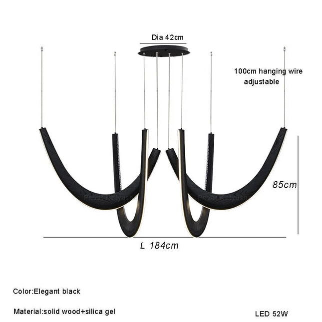 ChandelierDecor - Solid Oak Wood Loops Chandelier - Handcrafted Beauty