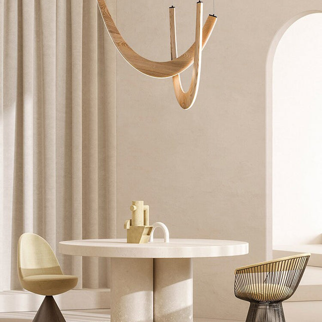 ChandelierDecor - Solid Oak Wood Loops Chandelier - Handcrafted Beauty