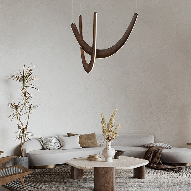 ChandelierDecor - Solid Oak Wood Loops Chandelier - Handcrafted Beauty