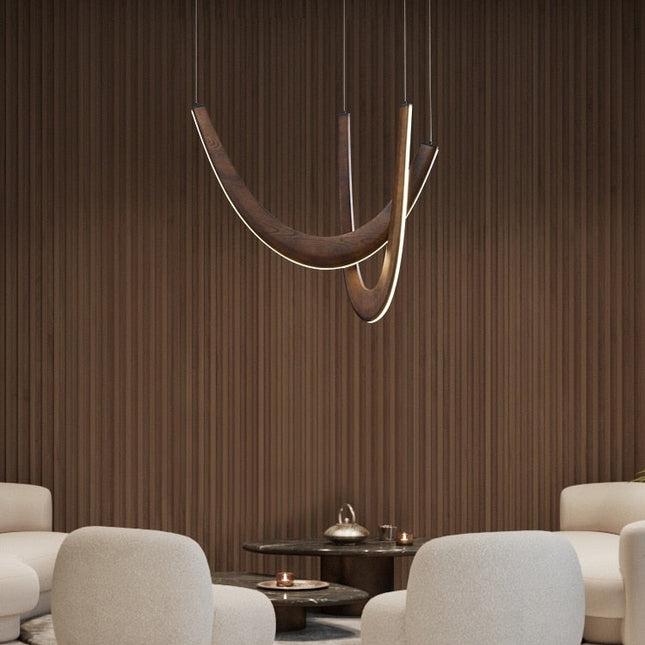 ChandelierDecor - Solid Oak Wood Loops Chandelier - Handcrafted Beauty